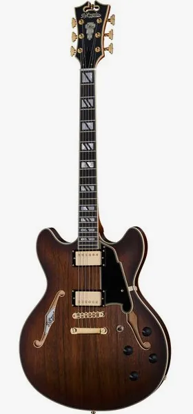 DAngelico Deluxe DC Satin Brown Burst forfra