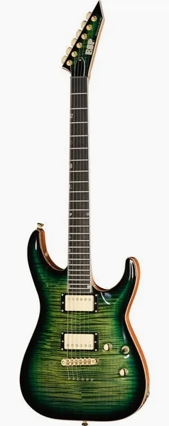 ESP HORIZON II FM Dark Lime Burst forfra