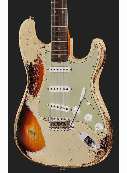 Fender 61 Strat SHR Aged V White 3TSB, detalj 4