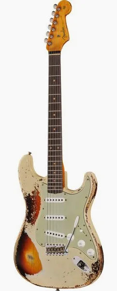 Fender 61 Strat SHR Aged V White 3TSB forfra