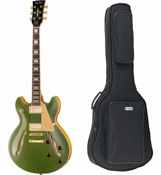 Harley Benton HB-35Plus Metallic Gree w/Bag forfra