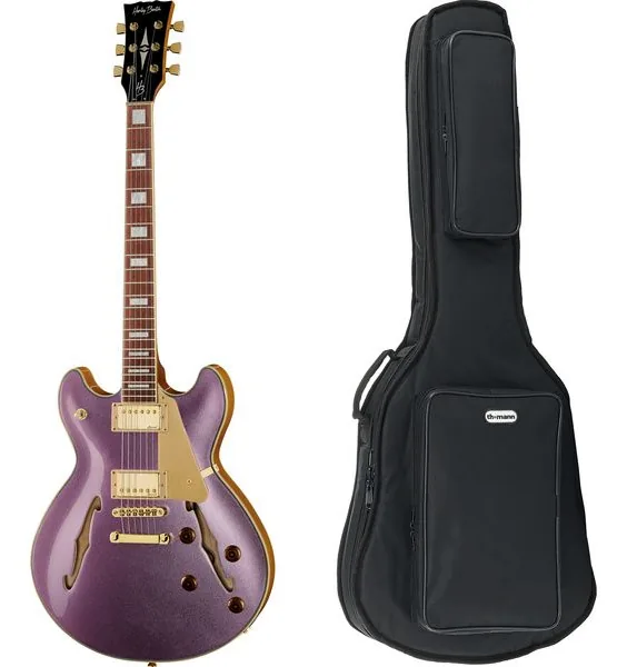 Harley Benton HB-35Plus Metallic Plum w/Bag forfra
