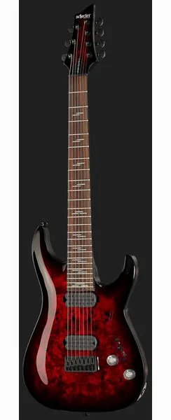 Schecter Omen Elite-7 Black Ch Burst, detalj 2
