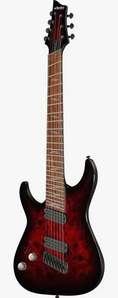 Schecter Omen Elite-7 MS BL Cherry LH forfra